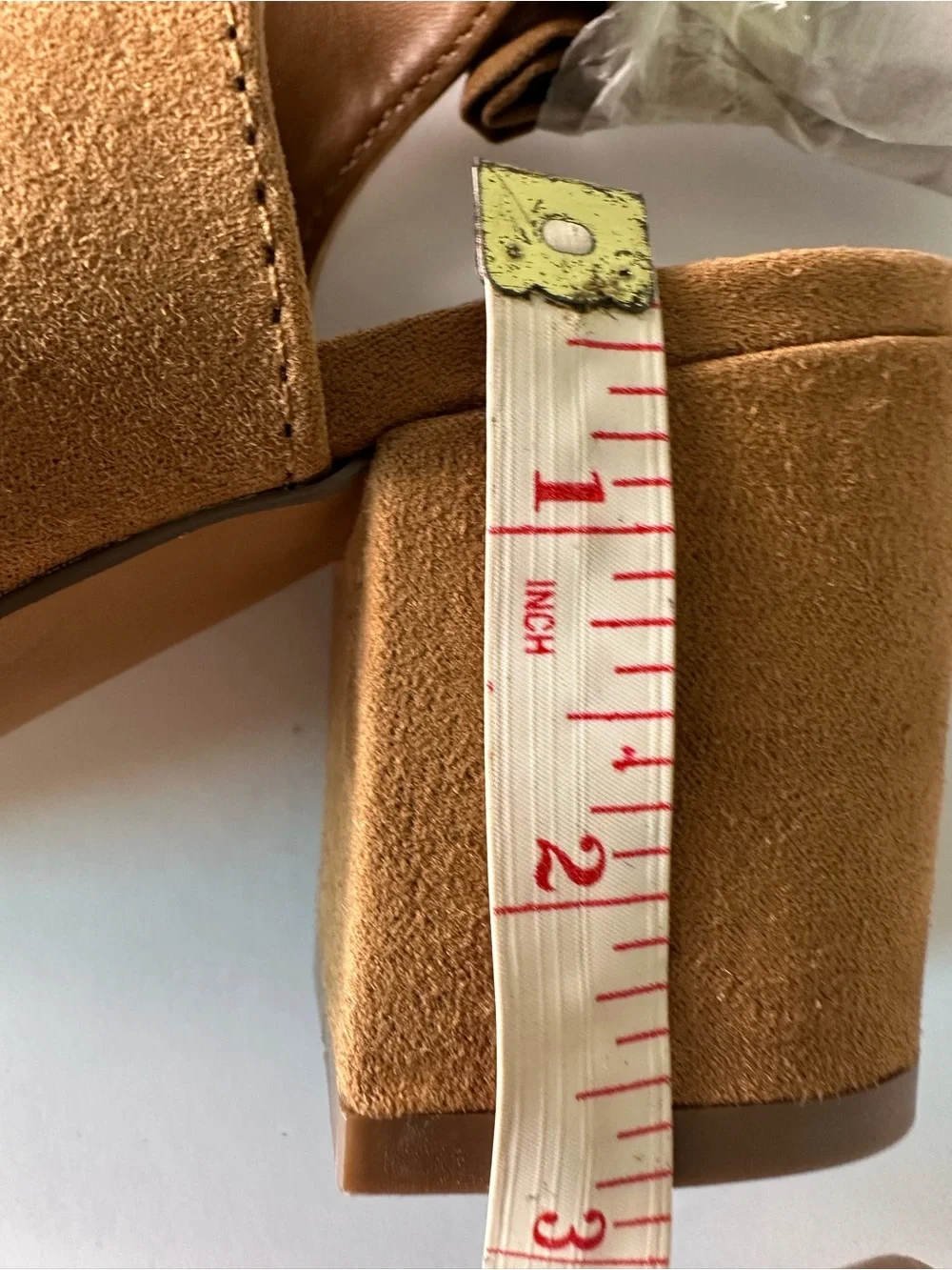 JustFab Tan Suede Peep-Toe Ankle Tie Mules - Picture 9 of 12